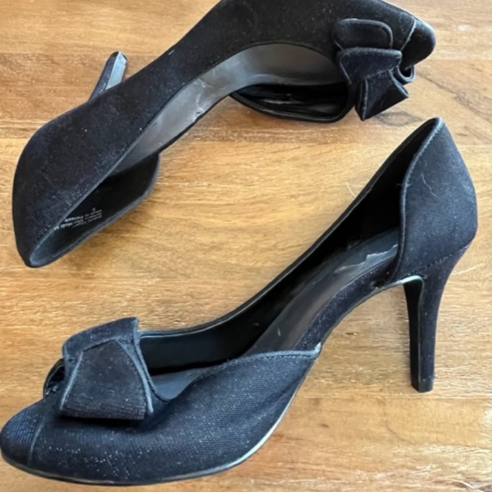 Kelly And Kate Womens Black High 3" Heel Slip On Open Toe Shoes Size 8‎